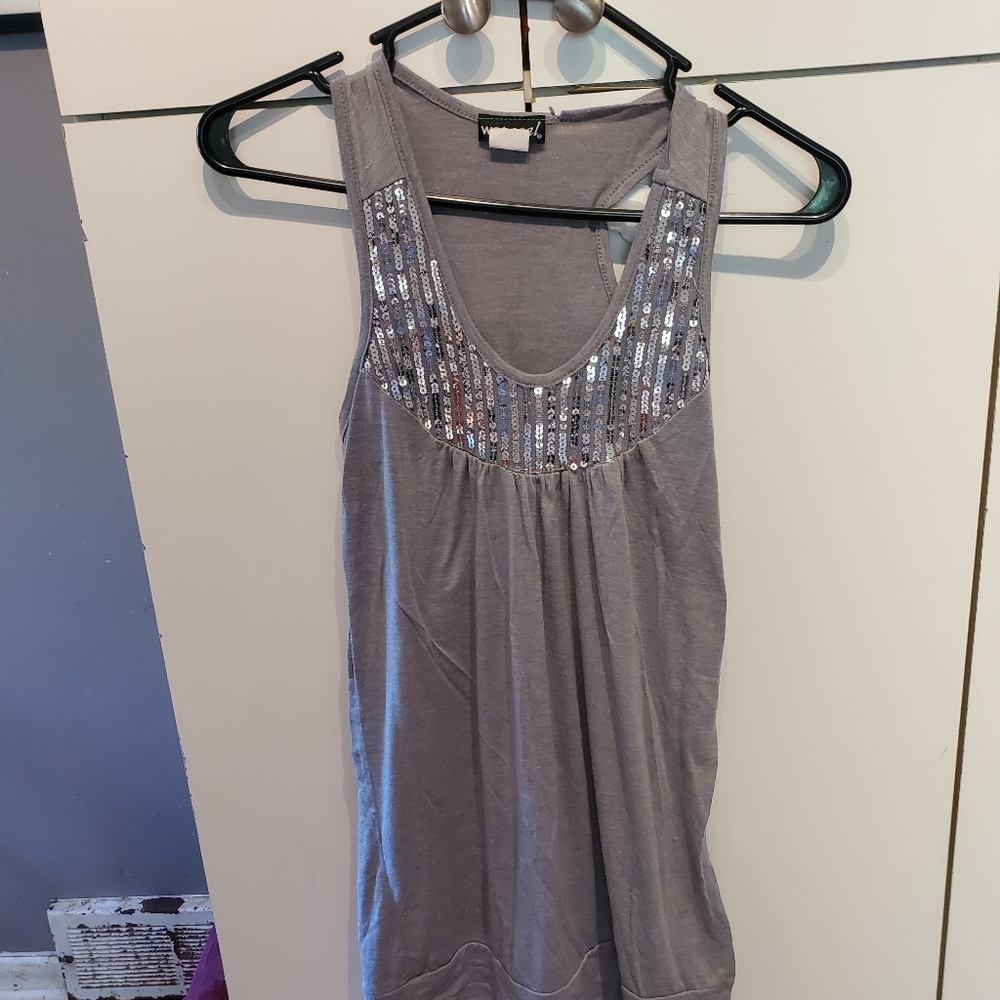 Womens sequined neck top tank
